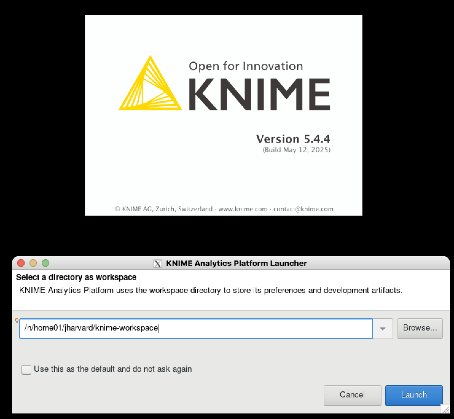Knime GUI launched directly on Cannon